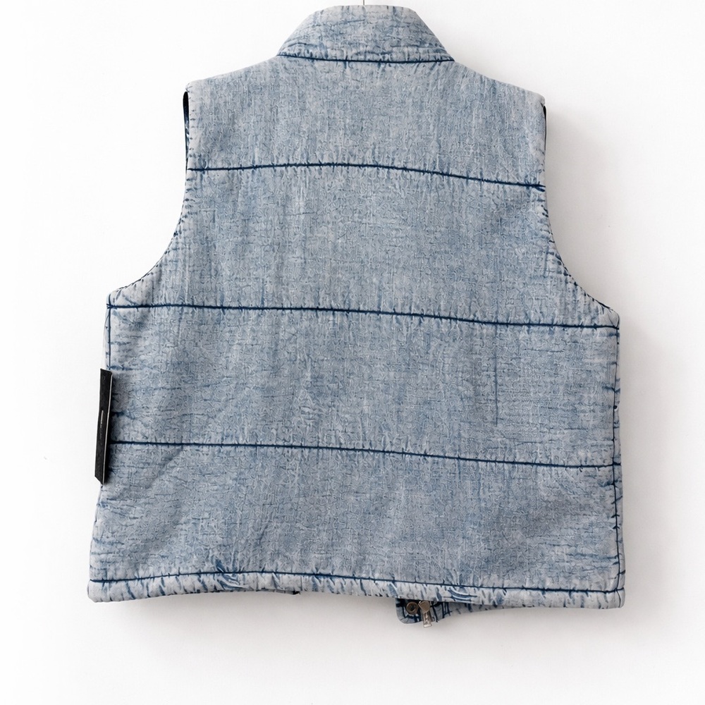 Marc New York Jeans Quilted Puffer Vest – Light Wash Denim Look – NWT - Picture 2 of 9